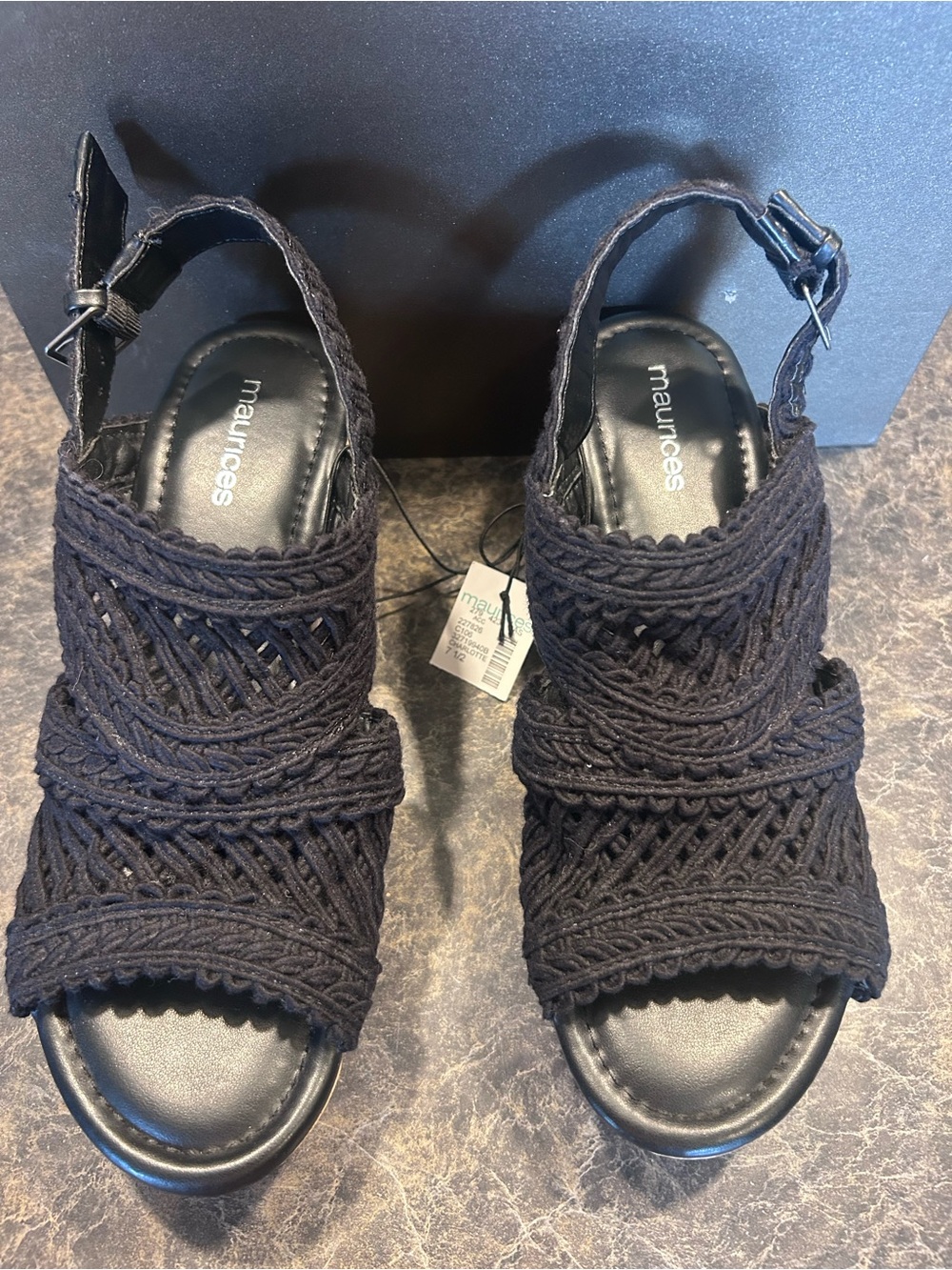 Maurices Black Braided Slingback Sandals - Open Toe